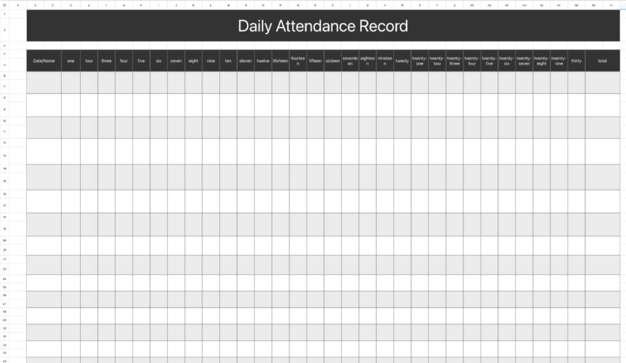 Daily Attendance Record 4 1